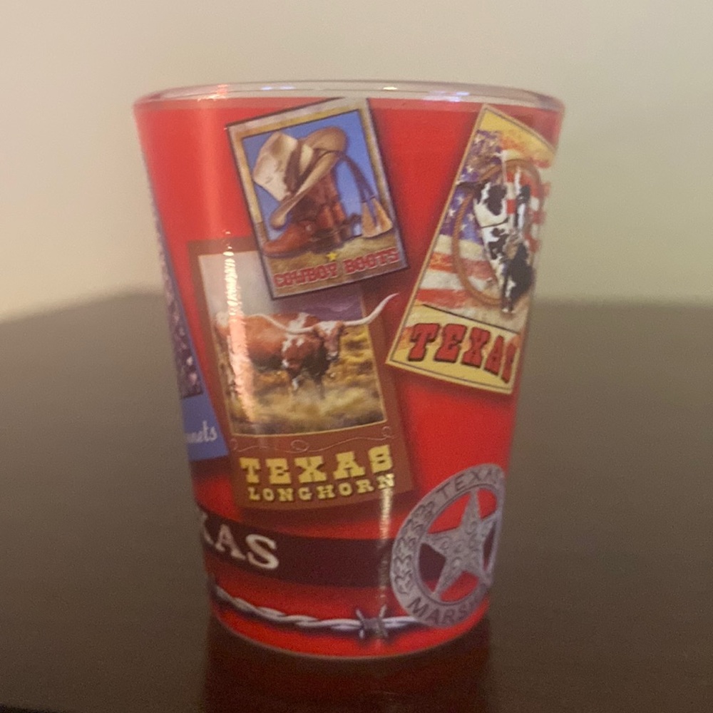 Brand New Red Dallas Texas Shot Glass